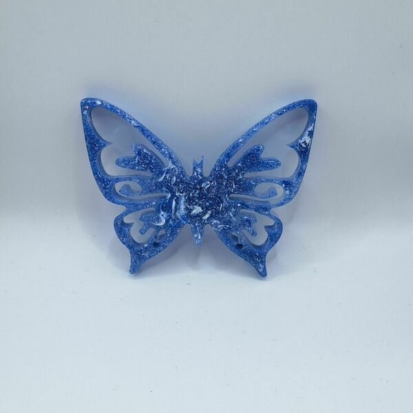Διακοσμητική μπλε πεταλούδα με μοναδικές λεπτομερείς από υγρό γυαλί 7cm x 5.50cm - γυαλί, δώρο, κλειδί, διακοσμητικά, σπιτιού - 3