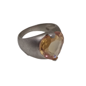Δαχτυλίδι cavalier από ασήμι 925 με καρδιά από κρύσταλλο σε μελί χρώμα - chevalier, ασήμι 925, σταθερά, δώρα για γυναίκες - 4