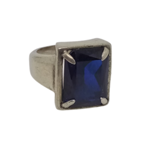 Δαχτυλίδι από ασήμι 925 με μπλε γυάλινη πέτρα - ασήμι 925, σταθερά, μεγάλα, δώρα για γυναίκες