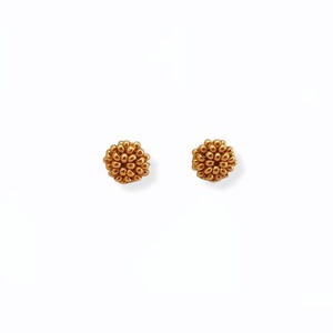 Καρφωτά σκουλαρίκια mini miyuki berries "gold" - καρφάκι, καρφωτά, μικρά, minimal, seed beads