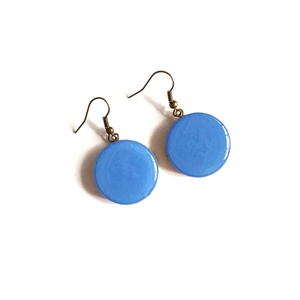γαλάζια σκουλαρίκια από φελλό - μήκος 4,5 εκ. - μικρά, κρεμαστά, γάντζος