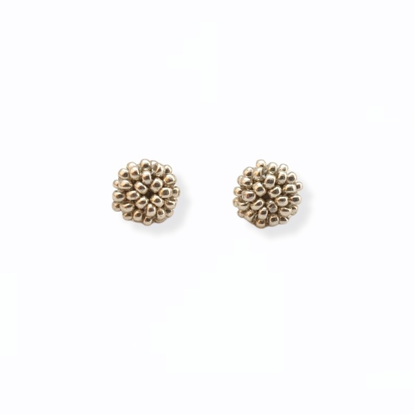 Καρφωτά σκουλαρίκια mini miyuki berries "silver" - minimal, καρφωτά, μικρά, seed beads, καρφάκι
