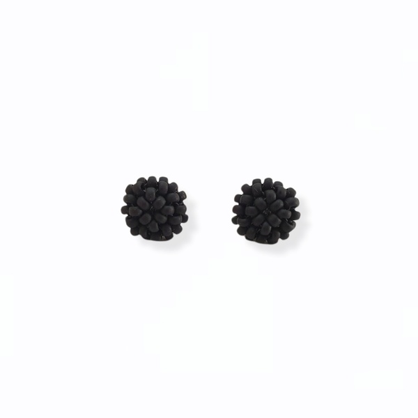 Καρφωτά σκουλαρίκια mini miyuki berries "black" - minimal, καρφωτά, μικρά, seed beads, καρφάκι