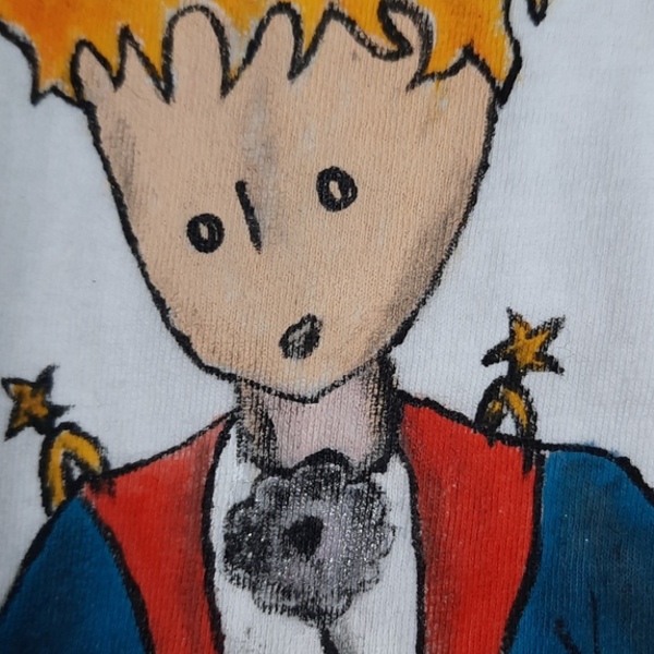 Little Prince - εφηβική κοντομάνικη μπλούζα ζωγραφισμένη στο χέρι - κορίτσι, αγόρι, μικρός πρίγκιπας - 4