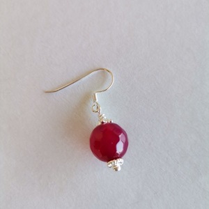 Κρεμαστά σκουλαρίκια με κόκκινο αχάτη ruby - ασήμι, ημιπολύτιμες πέτρες, κρεμαστά, γάντζος - 4