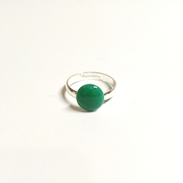 Δαχτυλίδι με πέτρα από υγρό γυαλί σε χρώμα πρασινο - γυαλί, ατσάλι, αυξομειούμενα