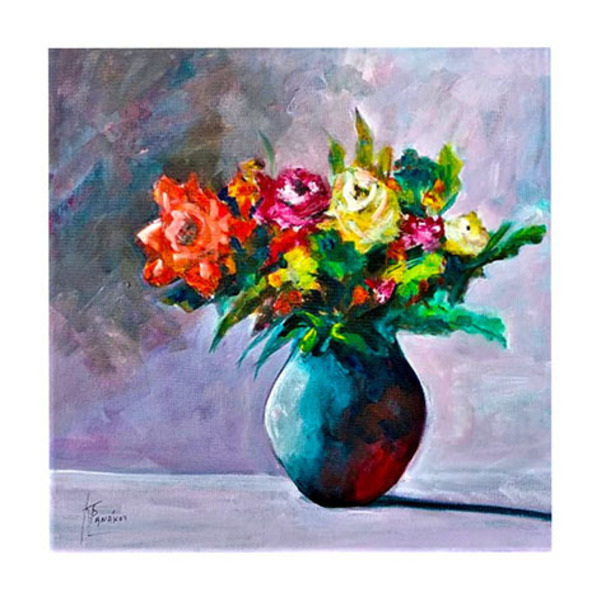 Βάζο με λουλούδια - - πίνακες & κάδρα, ακρυλικό, πίνακες ζωγραφικής