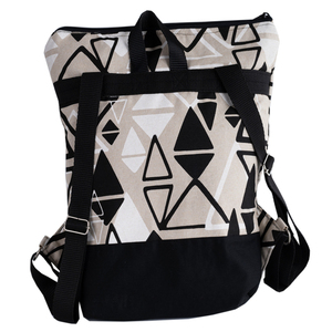 Τσάντα σακίδιο πλάτης με γεωμετρικά σχέδια - ύφασμα, πλάτης, μεγάλες, all day, πάνινες τσάντες - 2