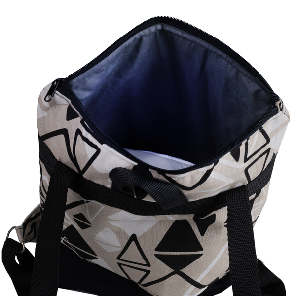 Τσάντα σακίδιο πλάτης με γεωμετρικά σχέδια - ύφασμα, πλάτης, μεγάλες, all day, πάνινες τσάντες - 3