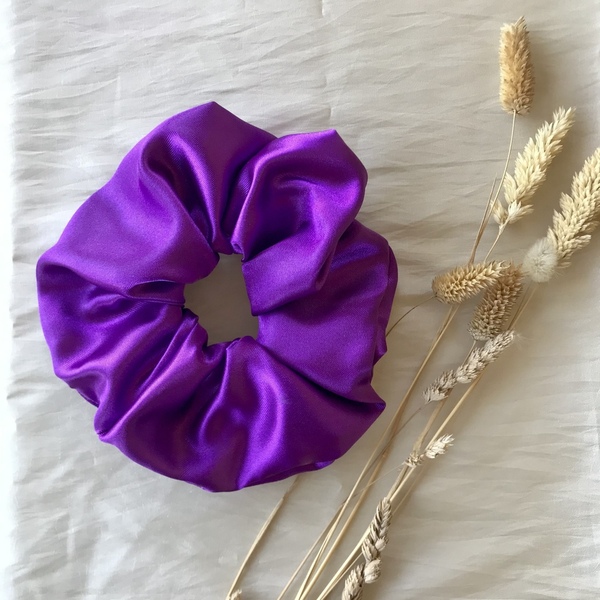 Handmade Scrunchie Purple Satin. - λαστιχάκια μαλλιών