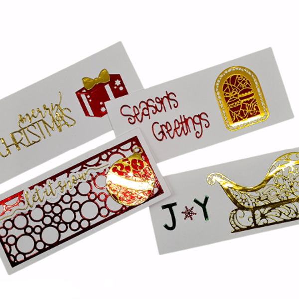 Χειροποίητες Ευχετήριες Κάρτες Χριστουγέννων διαστάσεων 22,3 x 9,5 cm με φάκελο - υλικό χαρτί - Πακέτο με έλκηθρο - χειροποίητα, κάρτα ευχών, merry christmas