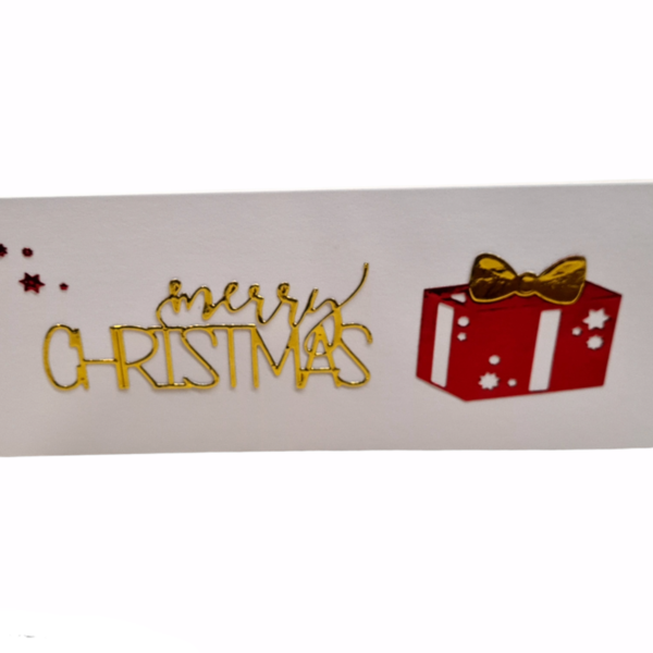 Χειροποίητες Ευχετήριες Κάρτες Χριστουγέννων διαστάσεων 22,3 x 9,5 cm με φάκελο - υλικό χαρτί - Πακέτο με έλκηθρο - κάρτα ευχών, χειροποίητα - 2