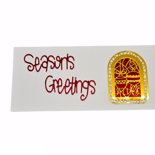 Χειροποίητες Ευχετήριες Κάρτες Χριστουγέννων διαστάσεων 22,3 x 9,5 cm με φάκελο - υλικό χαρτί - Πακέτο με έλκηθρο - χειροποίητα, κάρτα ευχών, merry christmas - 3