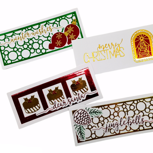Χειροποίητες Ευχετήριες Κάρτες Χριστουγέννων διαστάσεων 22,3 x 9,5 cm με φάκελο - υλικό χαρτί - Πακέτο με κουκουνάρι - χειροποίητα, κάρτα ευχών, merry christmas
