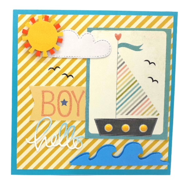 Κάρτα για νεογέννητο με καραβάκι - αγόρι, βρεφικά, αναμνηστικά, γέννηση, δώρο για βάφτιση, ευχετήριες κάρτες
