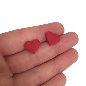 Σκουλαρίκια καρδιά από πολυμερικό πηλό - πηλός, καρφωτά, μικρά - 3
