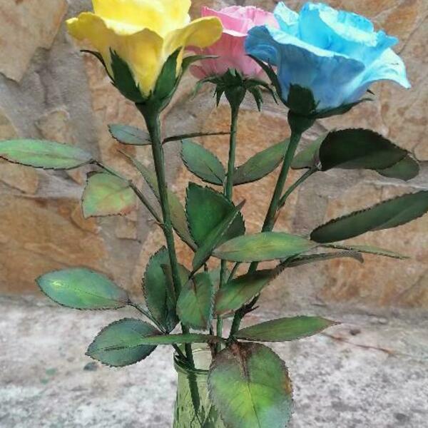 Τριαντάφυλλα από κρύα πορσελανη - πηλός, διακοσμητικά - 5