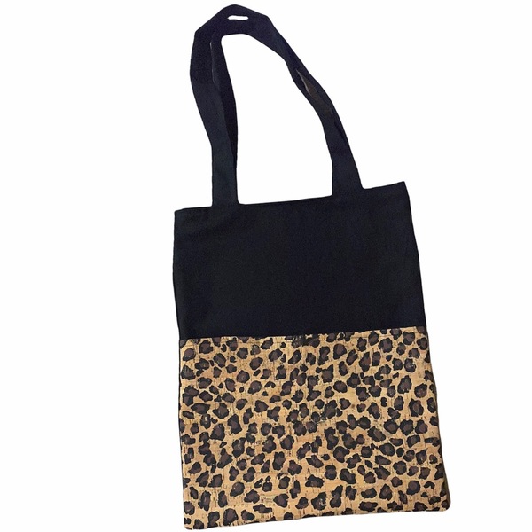 Γυναικεία βαμβακερή tote bag με animal print φελλό - animal print, ώμου, μεγάλες, φελλός, tote
