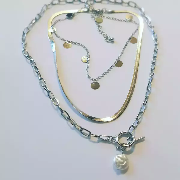 3 love necklaces - ορείχαλκος, επάργυρα, κοντά, layering, boho