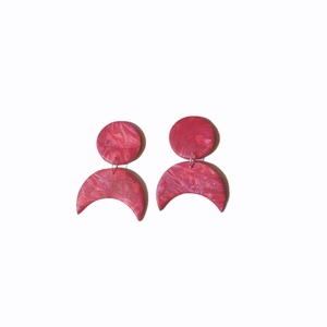 Σκουλαρίκια από πηλό ροζ "THE MOON" - πηλός, κρεμαστά, faux bijoux, καρφάκι