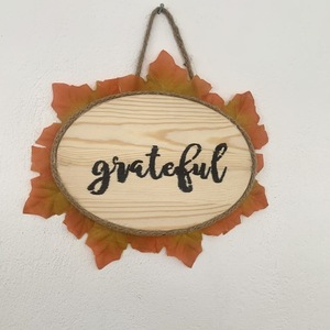 Grateful Sign with autumn leaves - πίνακες & κάδρα, φθινόπωρο
