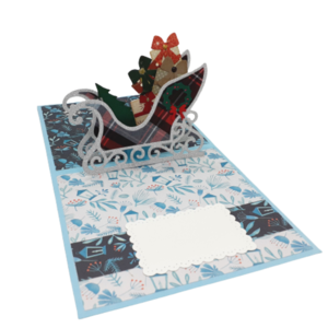 Χριστουγεννιάτικη pop up κάρτα με έλκηθρο - άγιος βασίλης, ευχετήριες κάρτες