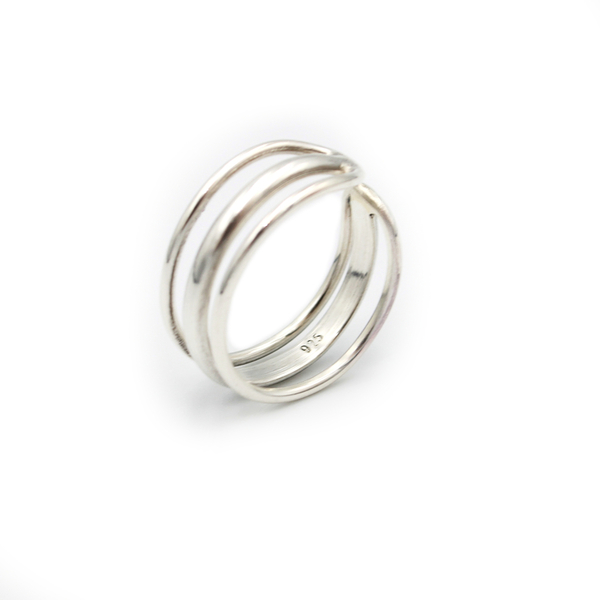 Δαχτυλίδι ασημένιο 925 Triple Ring - ασήμι, επιχρυσωμένα, ασήμι 925, βεράκια, αυξομειούμενα - 4