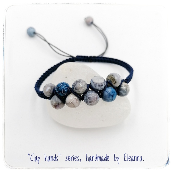 Blue fire-agate βραχιόλι - ημιπολύτιμες πέτρες, κορδόνια, χεριού, αυξομειούμενα, φθηνά