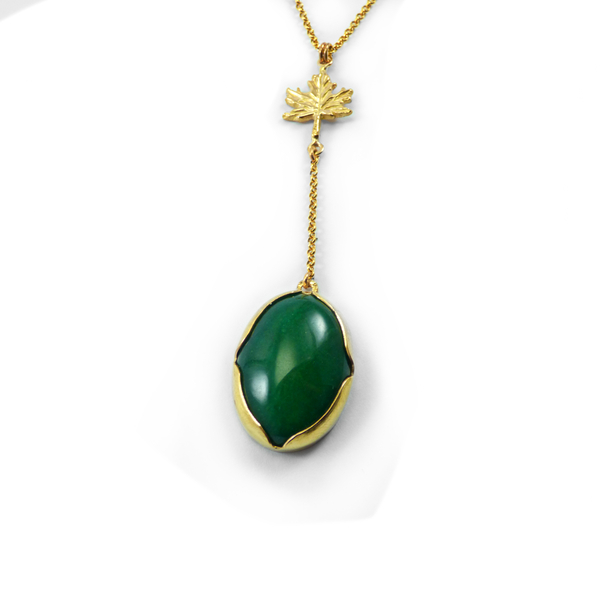 " Magic Jade " - Χειροποίητο επίχρυσο μενταγιόν με πράσινο Ιαδεΐτη. - ημιπολύτιμες πέτρες, γυναικεία, επιχρυσωμένα, μενταγιόν