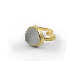 "Crystal Seaglass ring" - Xειροποίητο επίχρυσο 18κ ματ δαχτυλίδι με γυαλάκι της θάλασσας!-Αντίγραφο - γυαλί, επιχρυσωμένα, αυξομειούμενα