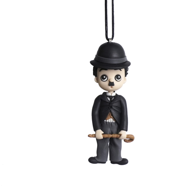 Μενταγιόν - φιγούρα Charlie Chaplin - πηλός, κουκλίτσα, polymer clay