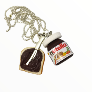 Kολιέ Nutella, χειροποίητα κοσμήματα πολυμερικού πηλού Mimitopia - πηλός, χειροποίητα, παγωτό, μινιατούρες φιγούρες
