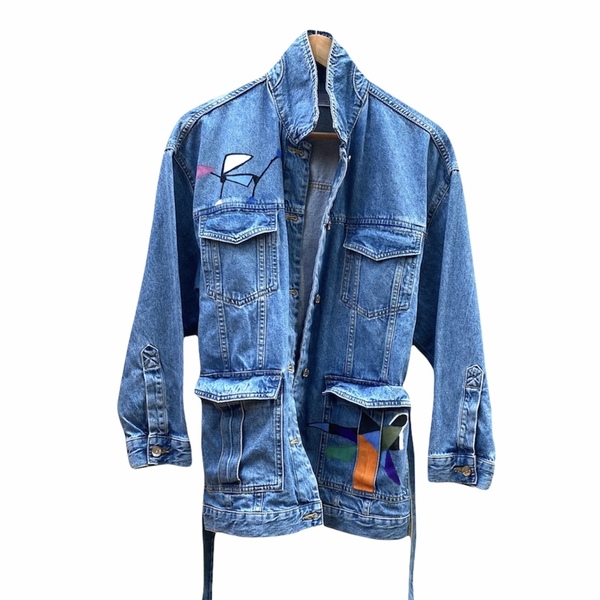 Hand painted jean jacket/Τζιν μπουφάν/s-m/ - δώρο, personalised - 2