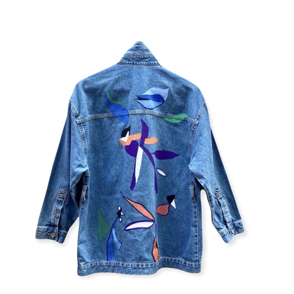 Hand painted jean jacket/Τζιν μπουφάν/s-m/ - δώρο, personalised