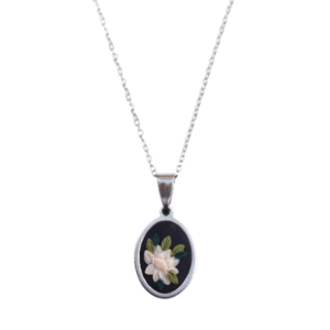 Peony Pendant | Χειροποίητο Μικρό Μενταγιόν με Παιώνια (Ατσάλι) (Αυξομειούμενο, 40εκ.+ 5εκ.) - πηλός, κοντά, λουλούδι, ατσάλι, μενταγιόν