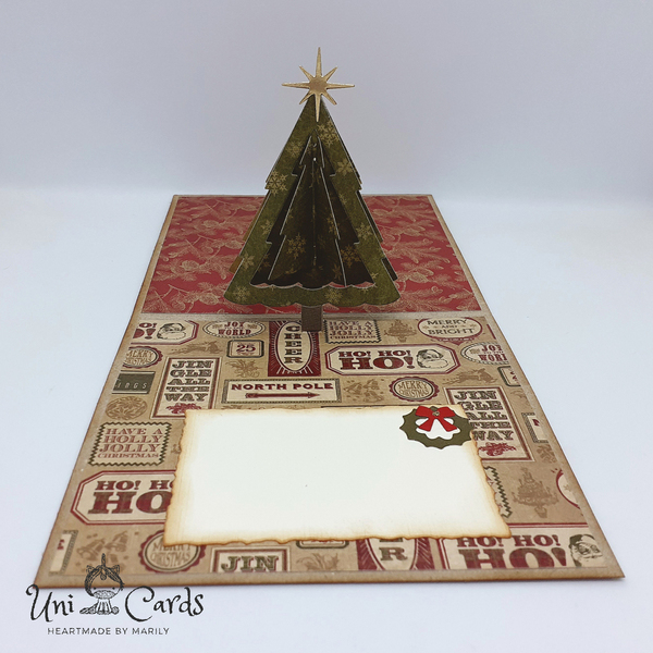 Χριστουγεννιάτικη pop up κάρτα με δεντράκι - ευχετήριες κάρτες, δέντρο - 2