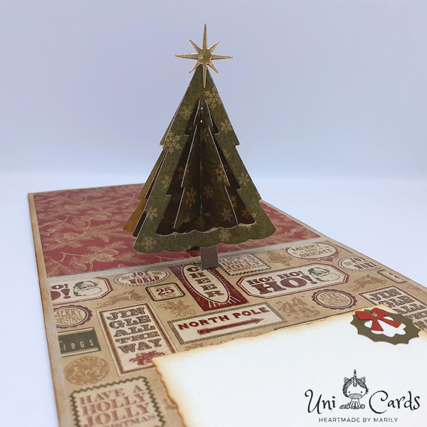 Χριστουγεννιάτικη pop up κάρτα με δεντράκι - ευχετήριες κάρτες, δέντρο - 3