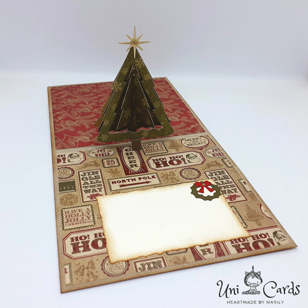 Χριστουγεννιάτικη pop up κάρτα με δεντράκι - ευχετήριες κάρτες, δέντρο - 4
