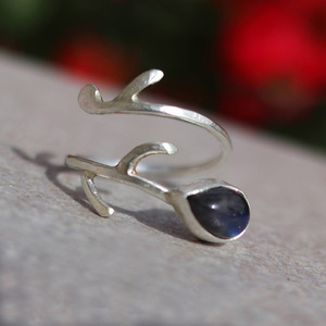 ◊ Δαχτυλίδι "κλαδί αυξομειούμενο με ασήμι και λαμπραντορίτη - ασήμι, ημιπολύτιμες πέτρες, ασήμι 925, μεγάλα, αυξομειούμενα - 5