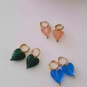 Heart earrings - καρδιά, κρίκοι, μικρά, ατσάλι, κρεμαστά στοιχεία