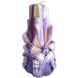 Σκαλιστό αρωματικό κερί ιβουάρ-μωβ 24×14cm - διακόσμηση, δώρα γάμου, αρωματικά κεριά, πρωτότυπα δώρα