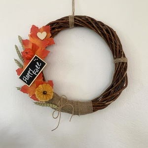Φθινοπωρινό Στεφάνι natural καφε, Hello Fall - στεφάνια