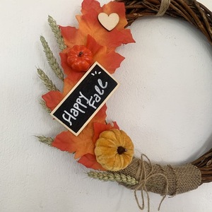 Φθινοπωρινό Στεφάνι natural καφε, Hello Fall - στεφάνια - 2