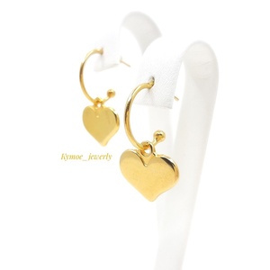 Σκουλαρίκια Κρίκος με κρεμαστή καρδούλα - επιχρυσωμένα, καρδιά, κρίκοι, μικρά, καρφάκι