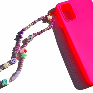 Πολύχρωμο λουράκι για το κινητό pink blossom phone strap- - αστέρι, candy, λουράκια, φθηνά