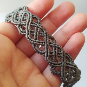 Celtic Μακραμε βραχιόλι χειρός handmade 2cm πλάτος dark grey - μακραμέ - 2