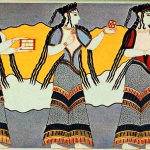 THE MYCENAEANS earrings σκουλαρίκια με απεικόνιση απο το παλάτι των Θηβών. - ξύλο, με φούντες, γεωμετρικά σχέδια, μακριά, ethnic, κρεμαστά, μεγάλα - 5