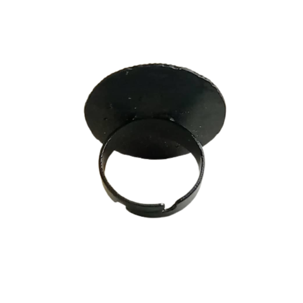 Δαχτυλίδι στρόγγυλο σε μαύρη βάση με σπείρα ρητίνης ροζ - γυαλί, ορείχαλκος, μεγάλα, αυξομειούμενα, φθηνά - 3