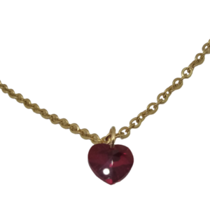 Κολιέ αλυσίδα από ατσάλι επίχρυση με κόκκινη καρδιά κρύσταλλο - charms, επιχρυσωμένα, καρδιά, κοντά, ατσάλι - 5