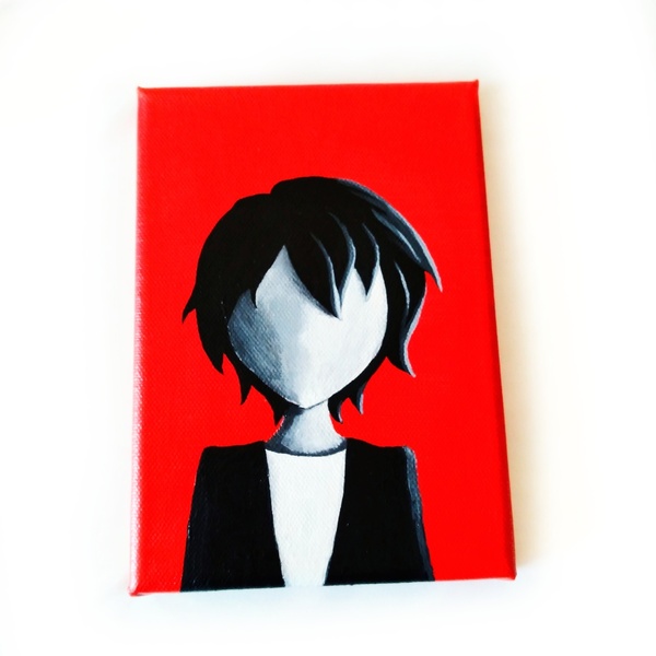 Anime καδράκι ζωγραφισμένο με ακρυλικά,13×18εκ. - διακοσμητικά, Black Friday, πίνακες ζωγραφικής
